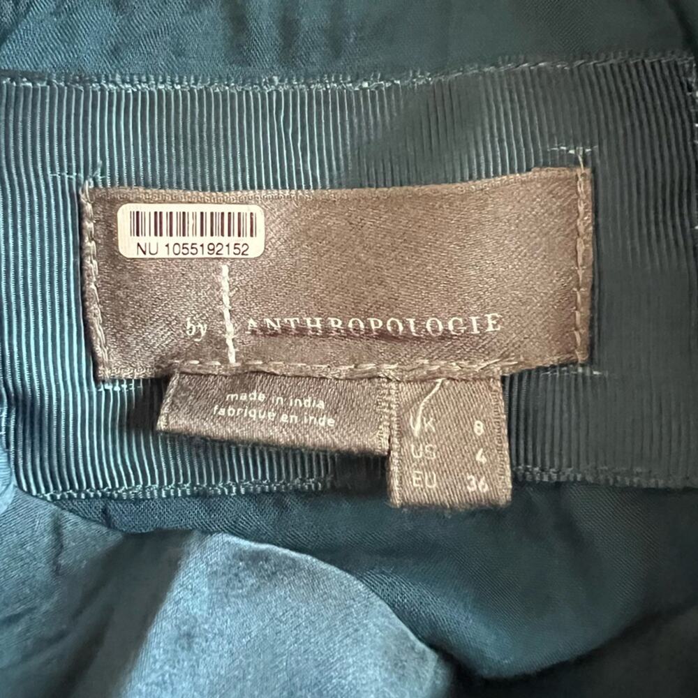 By Anthropologie Maeve Women’s Mock-Neck Draped Silk Teal Asymmetric Hem Dress 4 - Picture 4 of 12